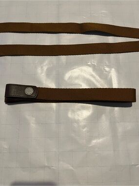Men's Brown Webbing Belt with Leather Tab